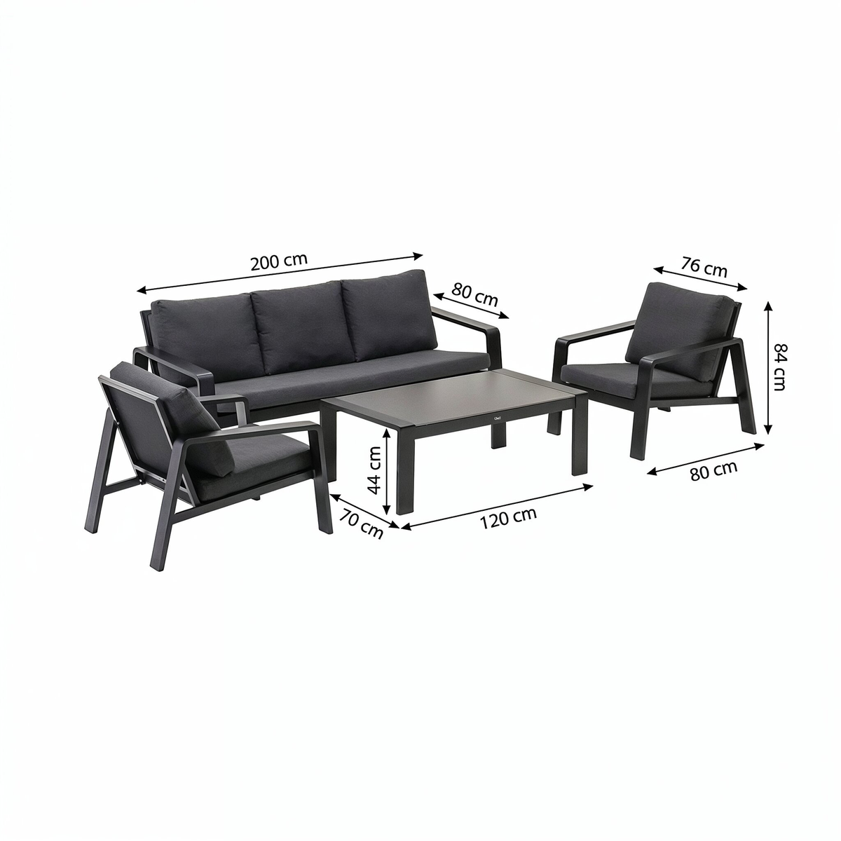 Bank-stoel Loungeset Libero - Zwart - 5-zits Bank-stoel Loungeset Libero - Zwart - 5-zits