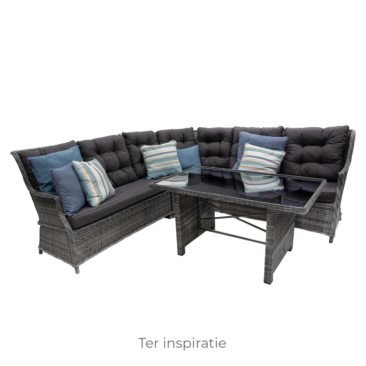 Bank hoek rond Sicura willow grey met kussens Bank hoek rond Sicura willow grey met kussens