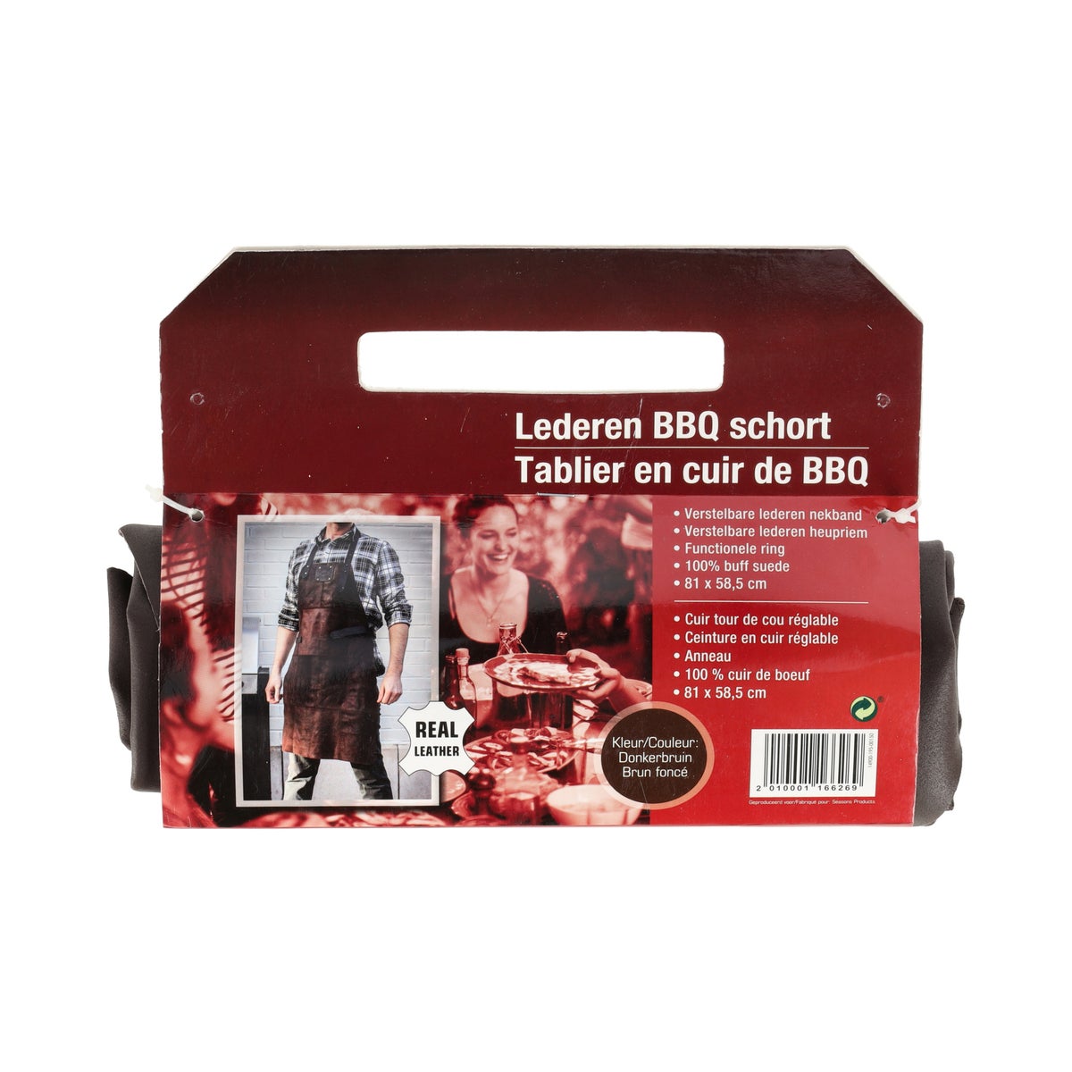 Barbecue schort leder bruin Barbecue schort leder bruin