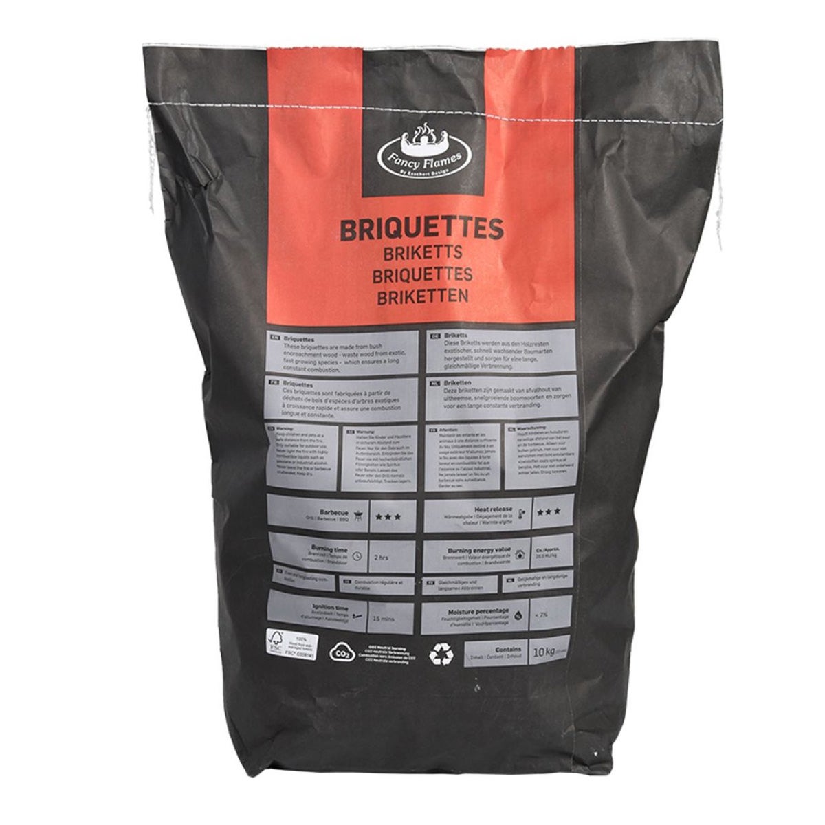 Houtskool briketten 10 kg Fancy flames Houtskool briketten 10 kg Fancy flames