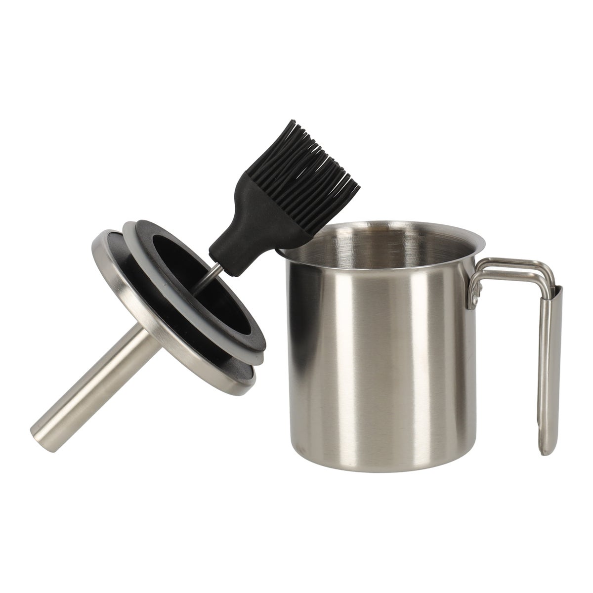 Basting set RVS pot+borstel Basting set RVS pot+borstel