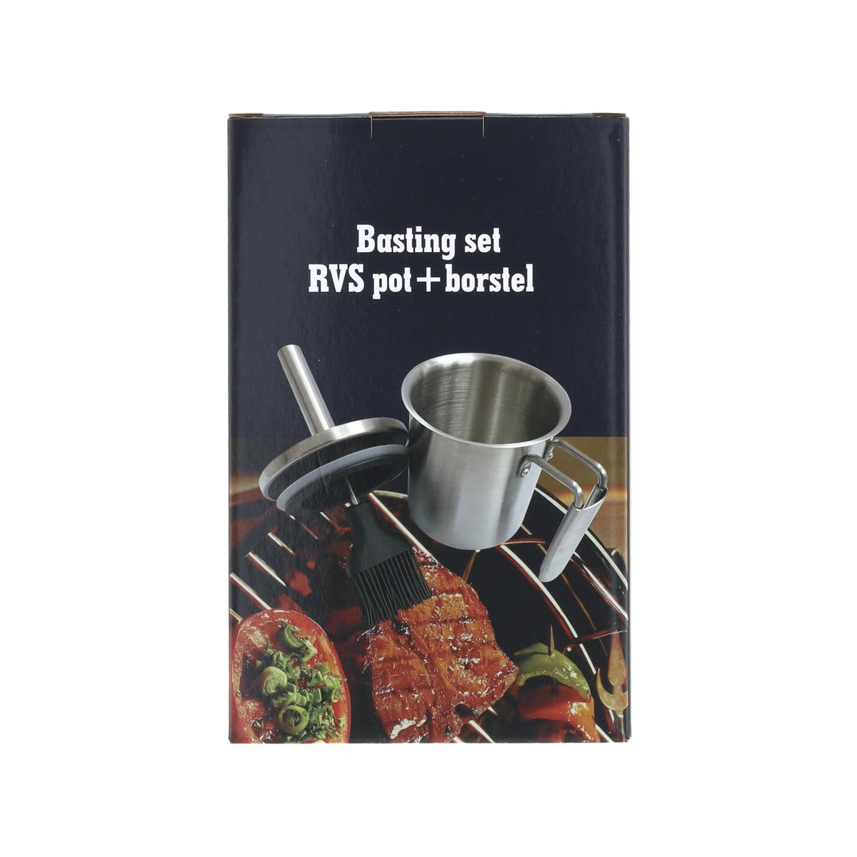 Basting set RVS pot en borstel Basting set RVS pot en borstel