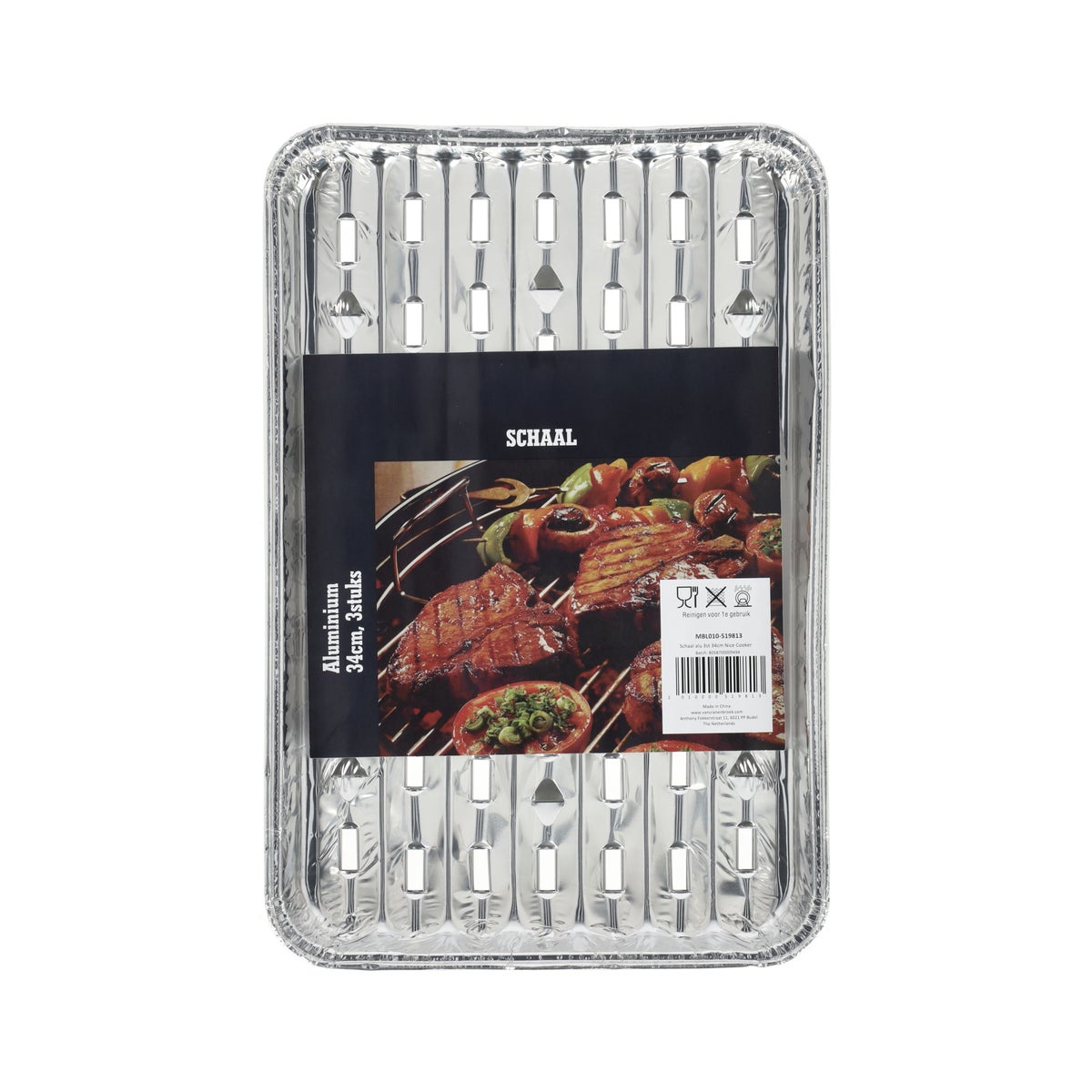 Schaal aluminium 3 stuks 34 cm Schaal aluminium 3 stuks 34 cm