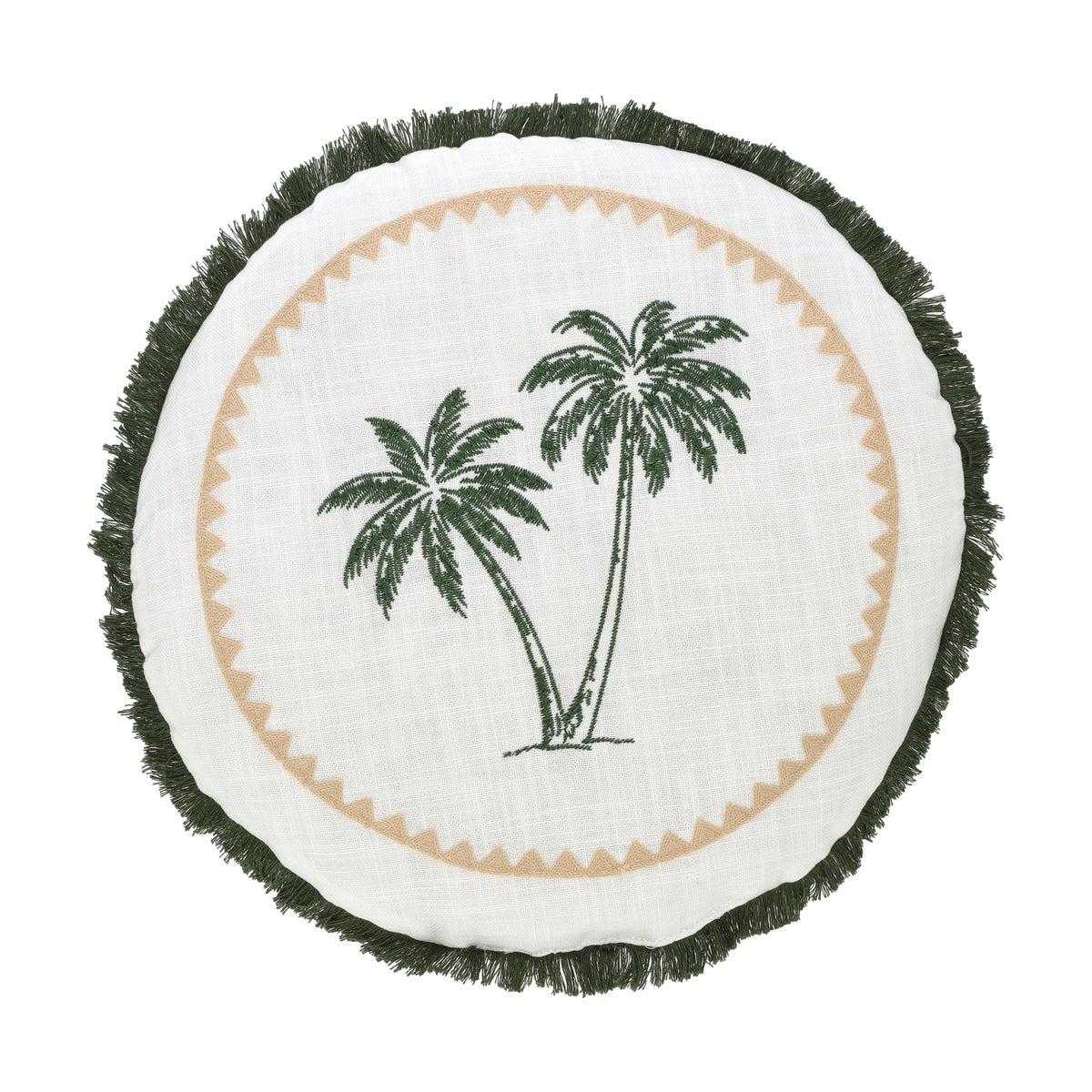 Kussen rond palmtree green 40 cm Kussen rond palmtree green 40 cm