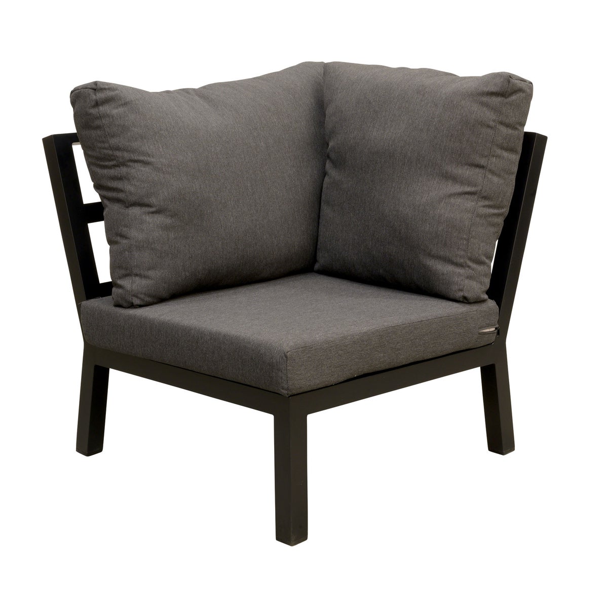 Bank hoek schuin Brozzi zwart + kussens Bank hoek schuin Brozzi zwart + kussens