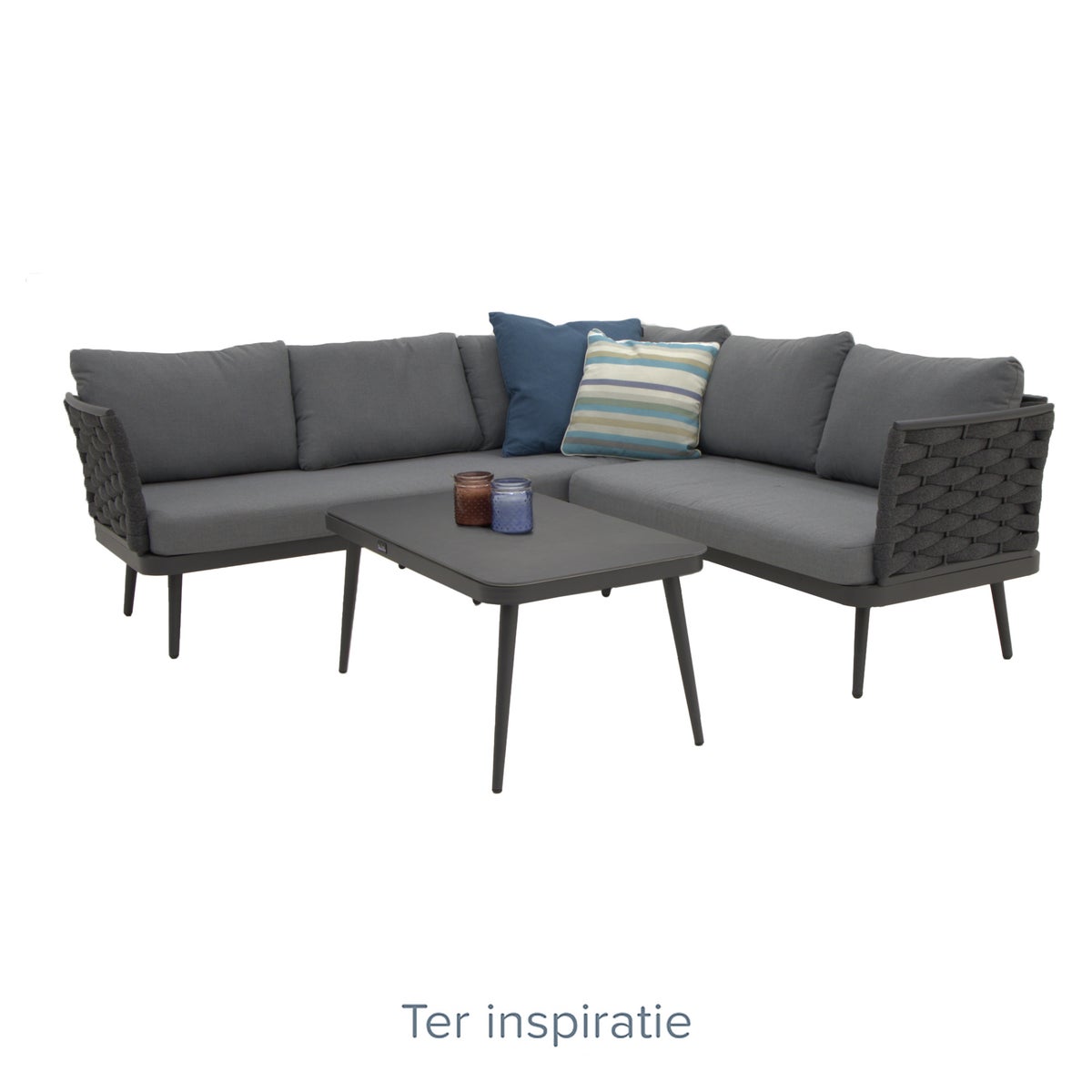 Loungeset Sulden antraciet met kussens Loungeset Sulden antraciet met kussens