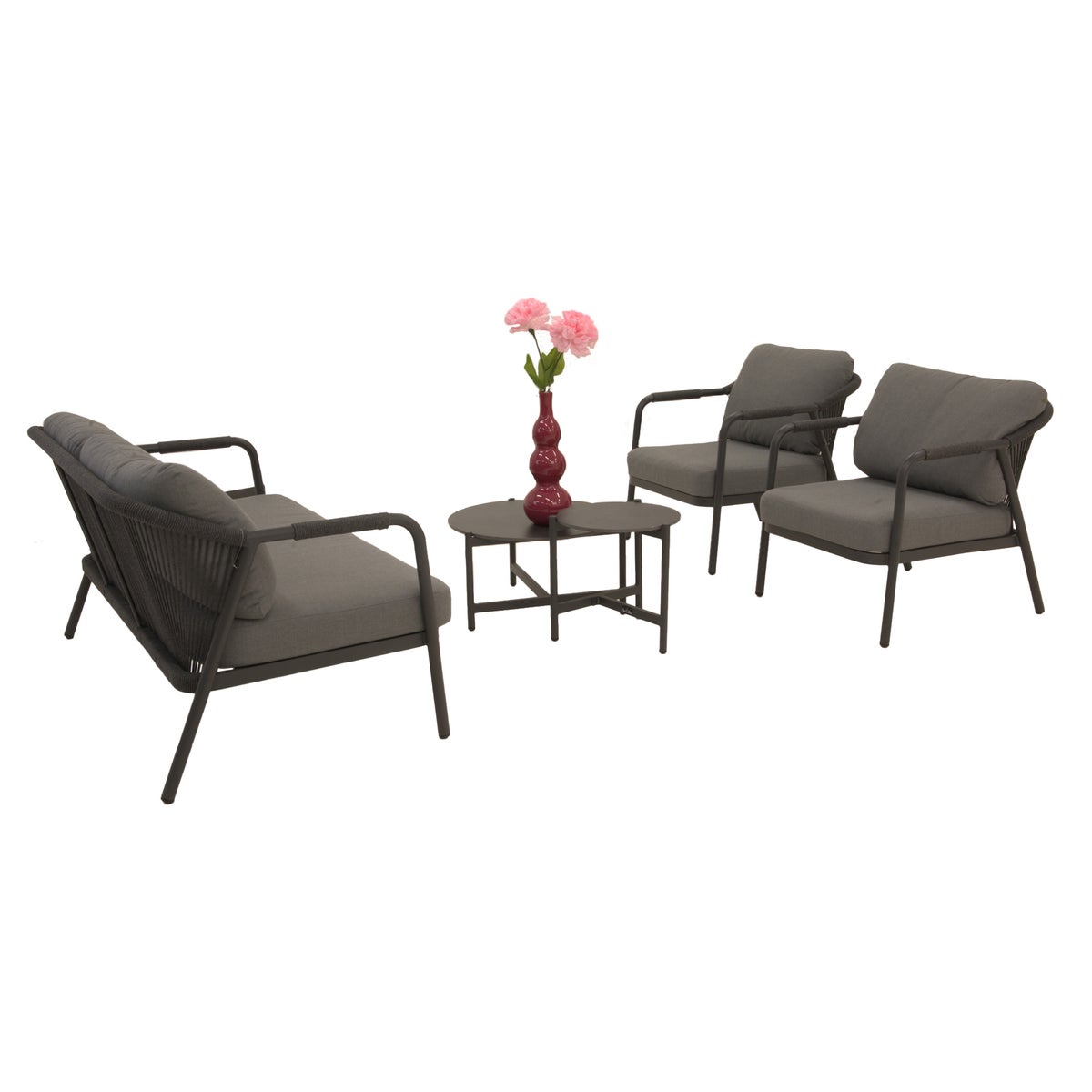 Loungeset Calanca antraciet met kussens Loungeset Calanca antraciet met kussens