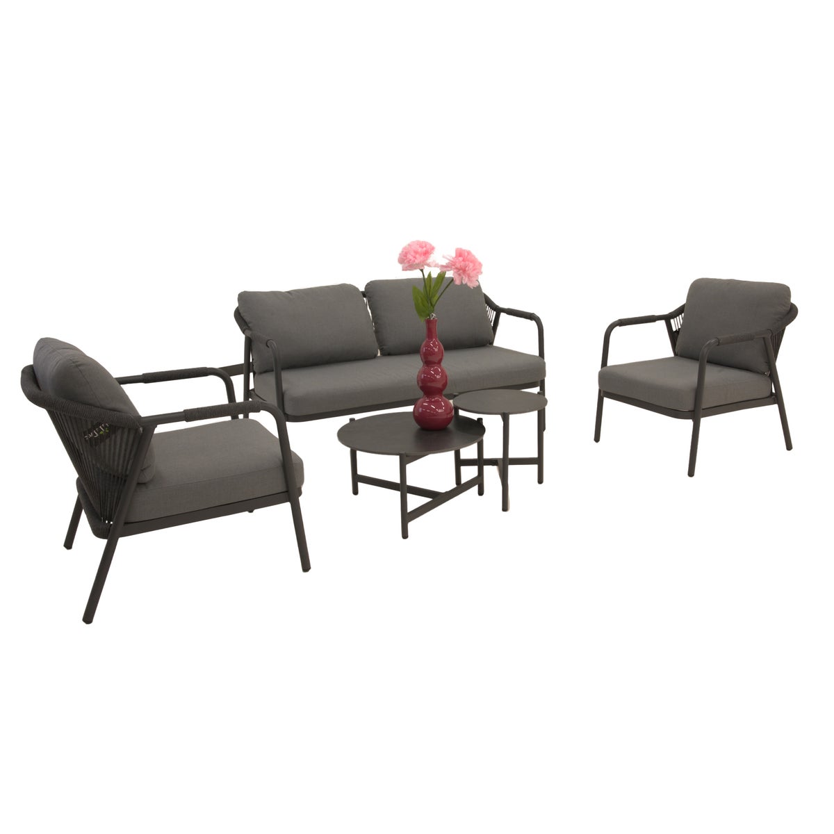 Loungeset Calanca antraciet met kussens Loungeset Calanca antraciet met kussens