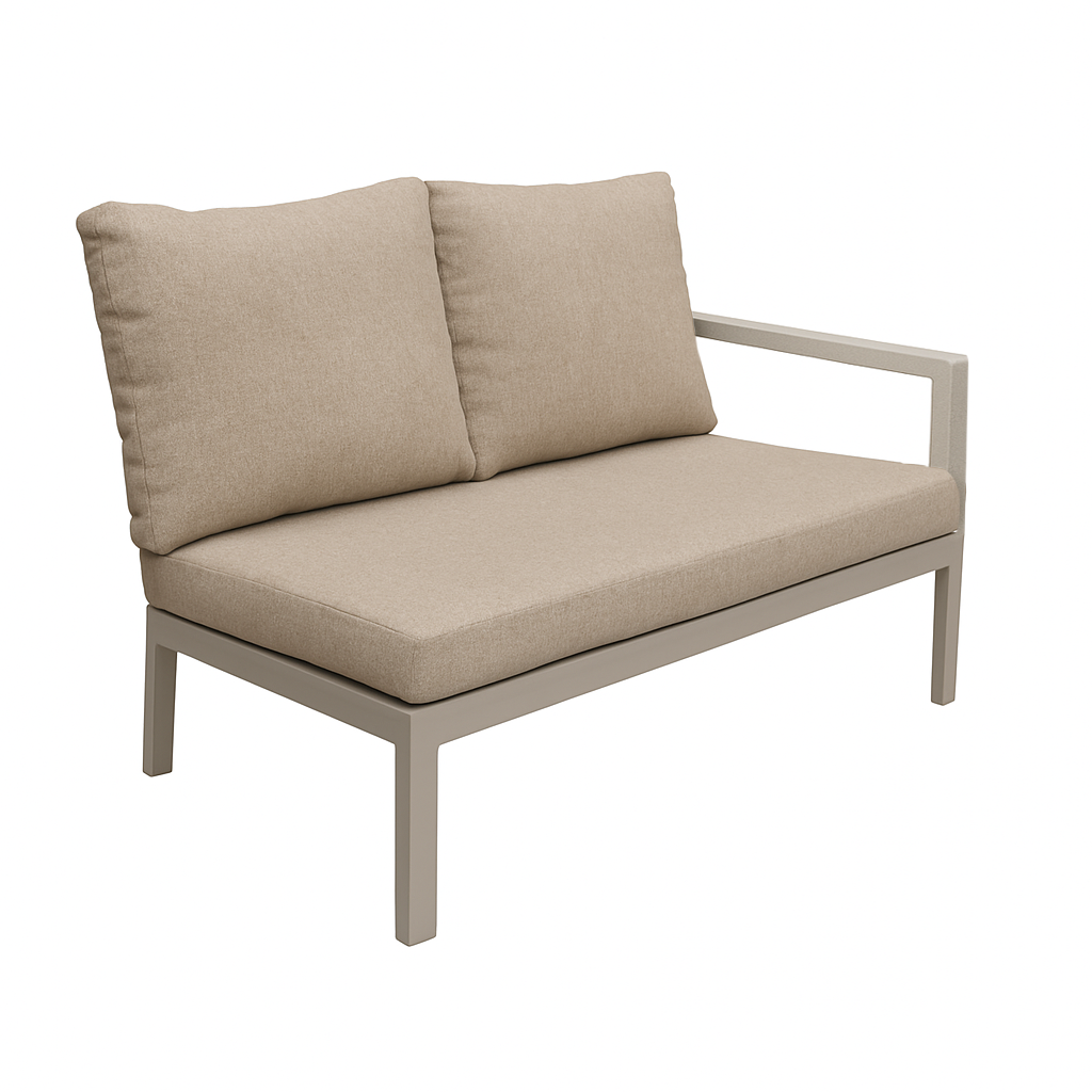 Bank 2-zit links Brozzi milky grey met kussens Bank 2-zit links Brozzi milky grey met kussens