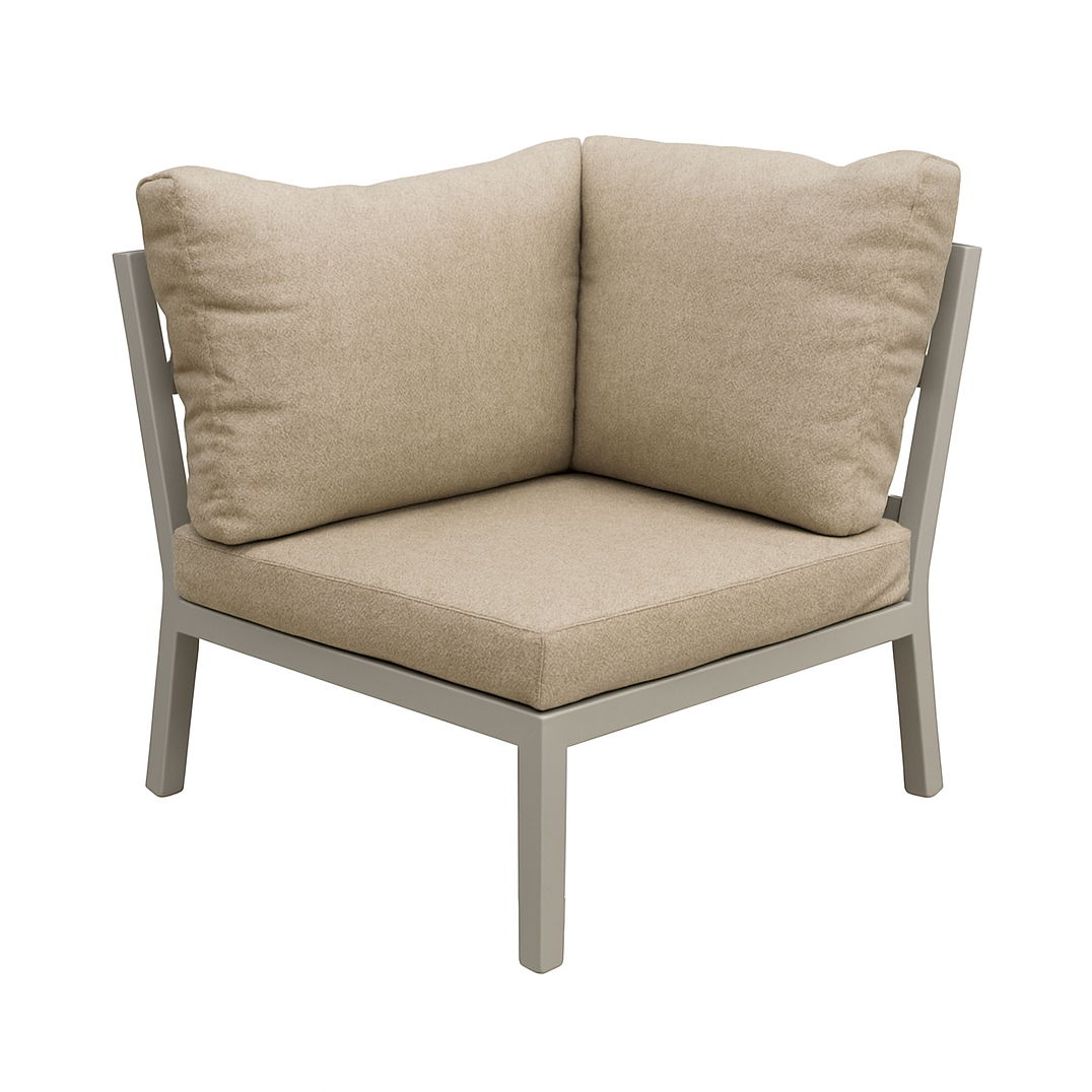 Bank hoek Brozzi milky grey met kussens Bank hoek Brozzi milky grey met kussens