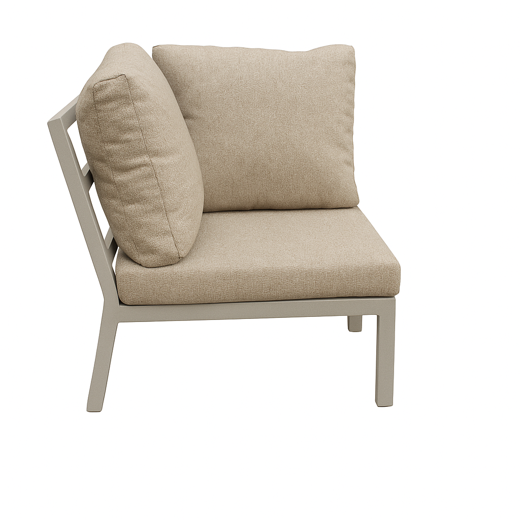 Bank hoek Brozzi milky grey met kussens Bank hoek Brozzi milky grey met kussens