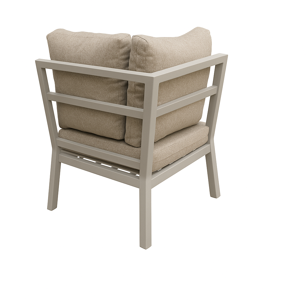 Bank hoek Brozzi milky grey met kussens Bank hoek Brozzi milky grey met kussens