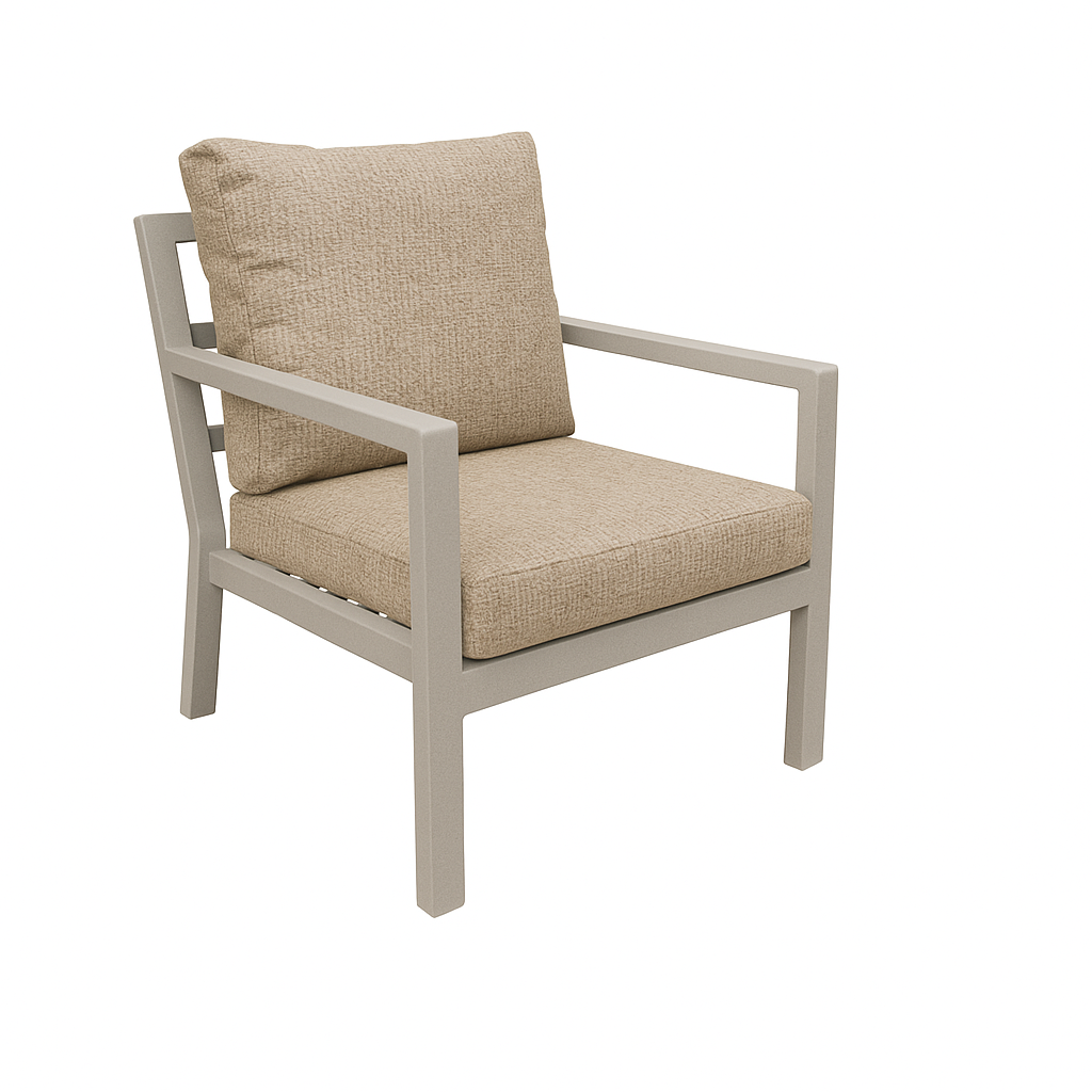 Stoel Brozzi milky grey met kussens Stoel Brozzi milky grey met kussens