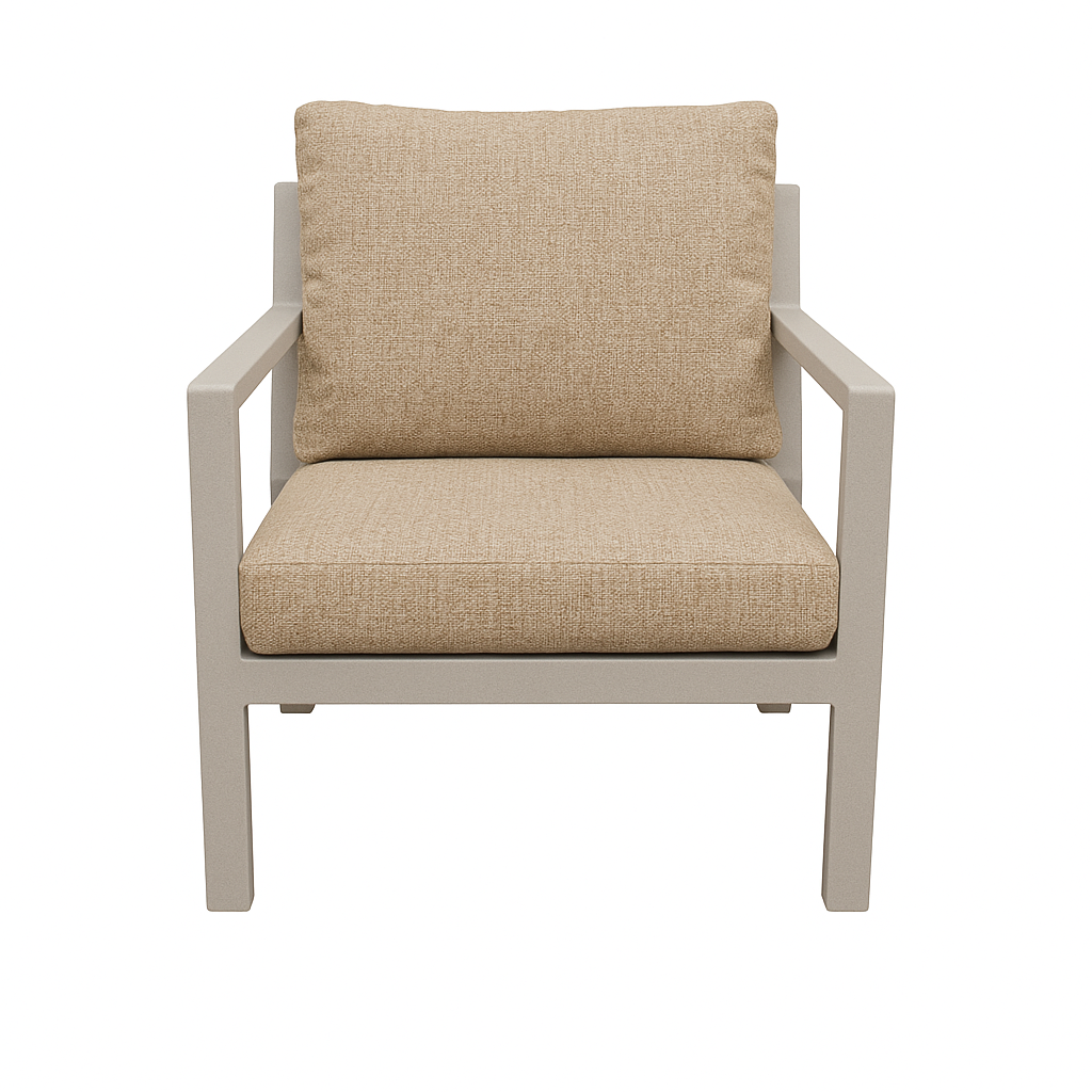 Stoel Brozzi milky grey met kussens Stoel Brozzi milky grey met kussens