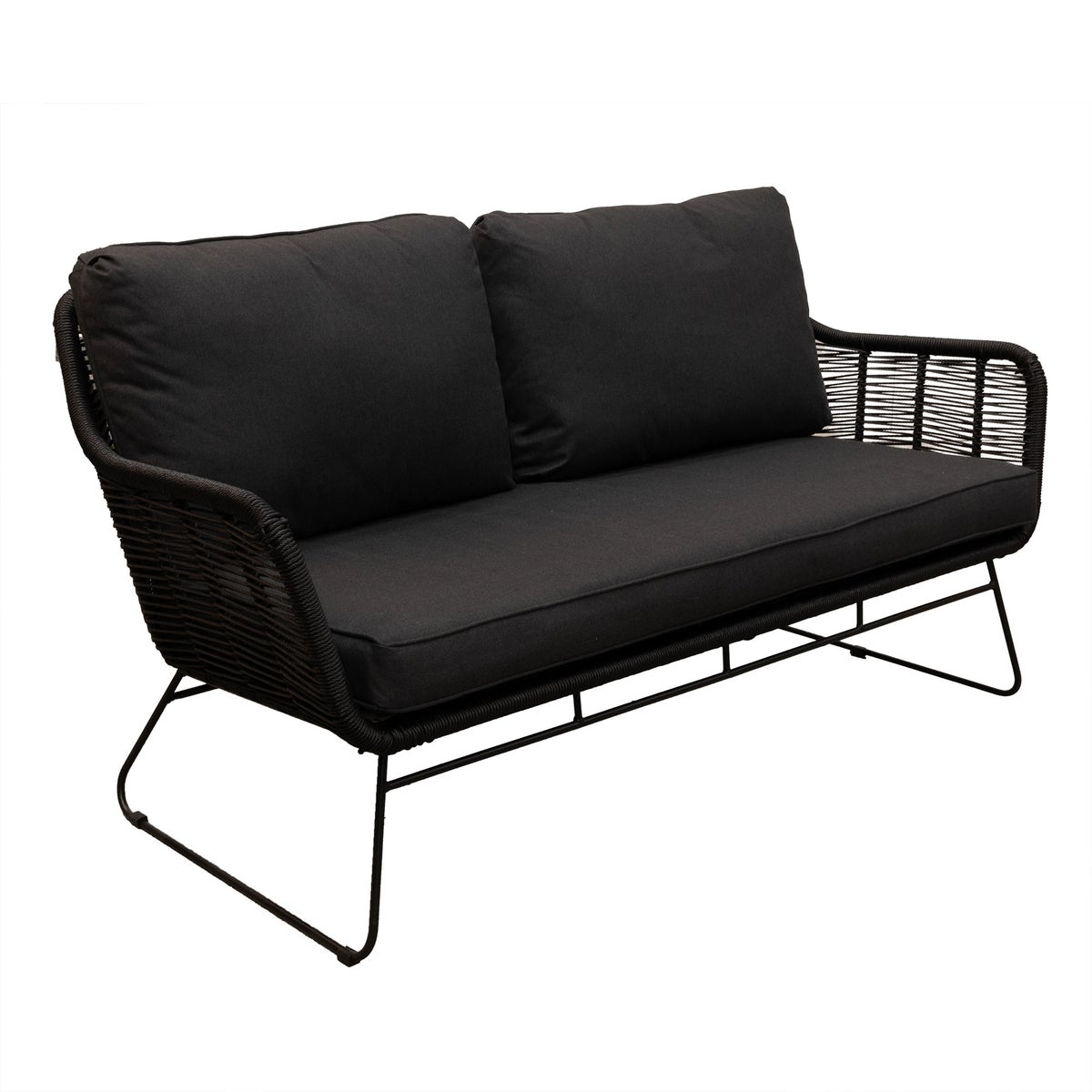 Bank 2-zit Mezzavia zwart met kussens Bank 2-zit Mezzavia zwart met kussens