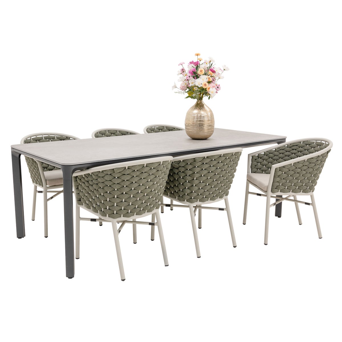 Stoel Stapel Serina milky grey met kussens Stoel Stapel Serina milky grey met kussens