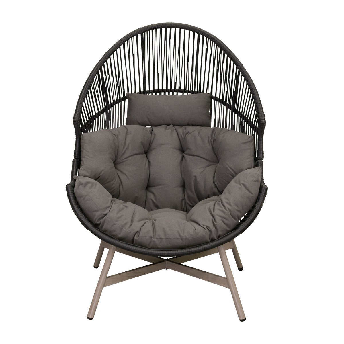 Stoel ei en voet Cadzand zwart met kussen Stoel ei en voet Cadzand zwart met kussen