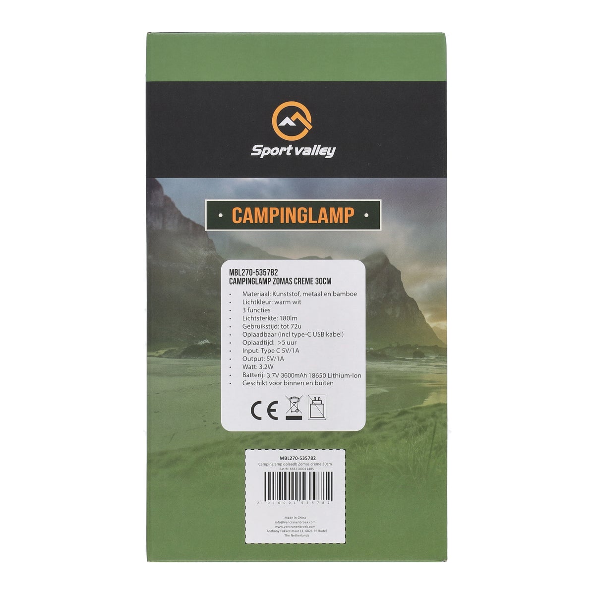 Campinglamp oplaadbaar Zomas creme 30 cm Campinglamp oplaadbaar Zomas creme 30 cm