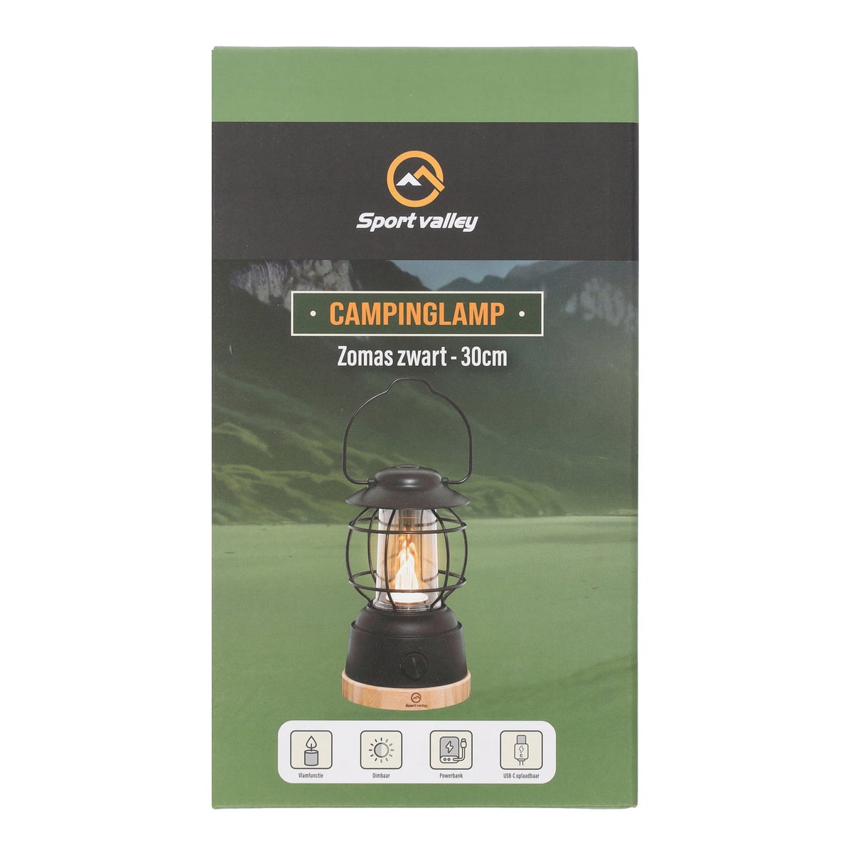 Campinglamp oplaadbaar Zomas zwart 30 cm Campinglamp oplaadbaar Zomas zwart 30 cm