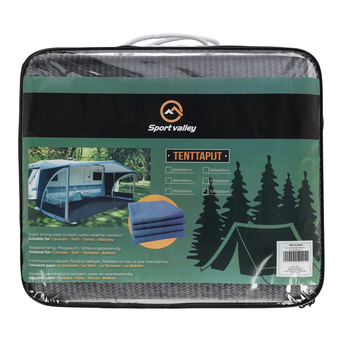 Voortent tapijt light 3 x 6 m grijs Voortent tapijt light 3 x 6 m grijs