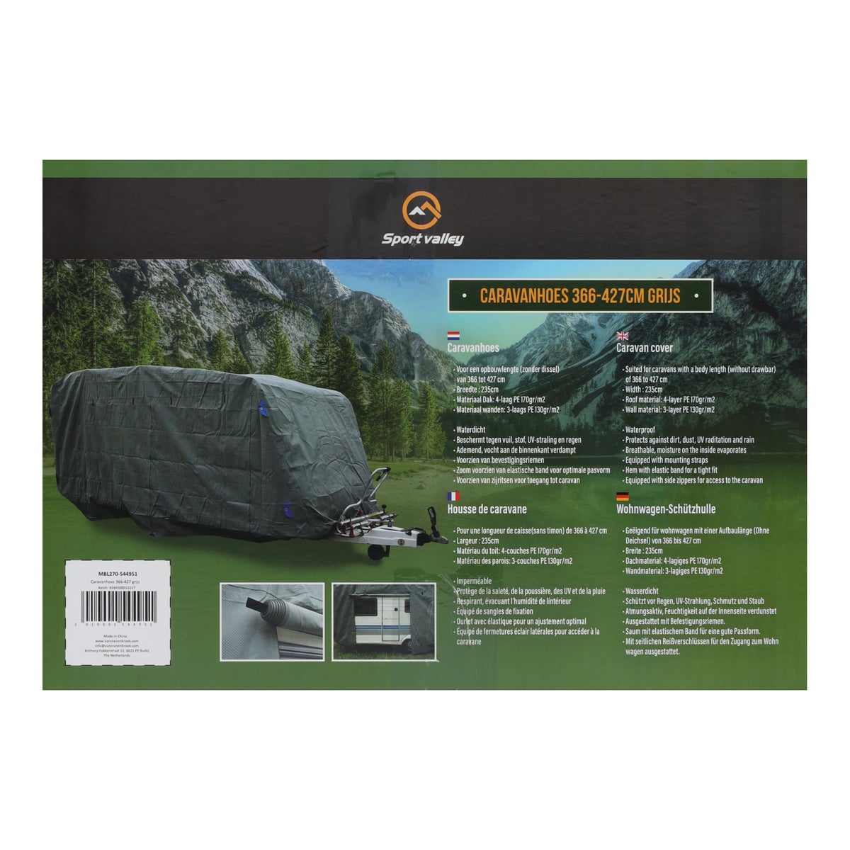 Caravanhoes 366-427 cm grijs Caravanhoes 366-427 cm grijs