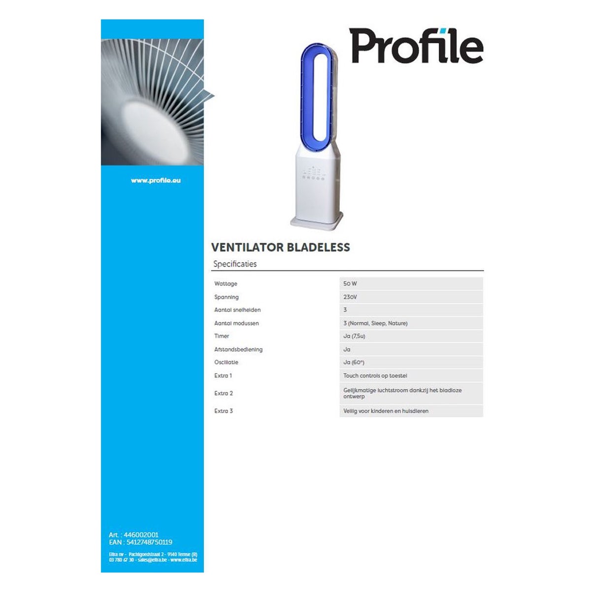 Ventilator bladeless Profile Ventilator bladeless Profile