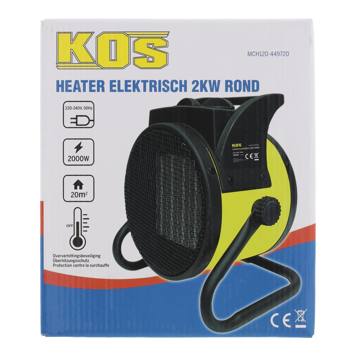 Elektrische kachel 2000W met thermostaat Kos Elektrische kachel 2000W met thermostaat Kos