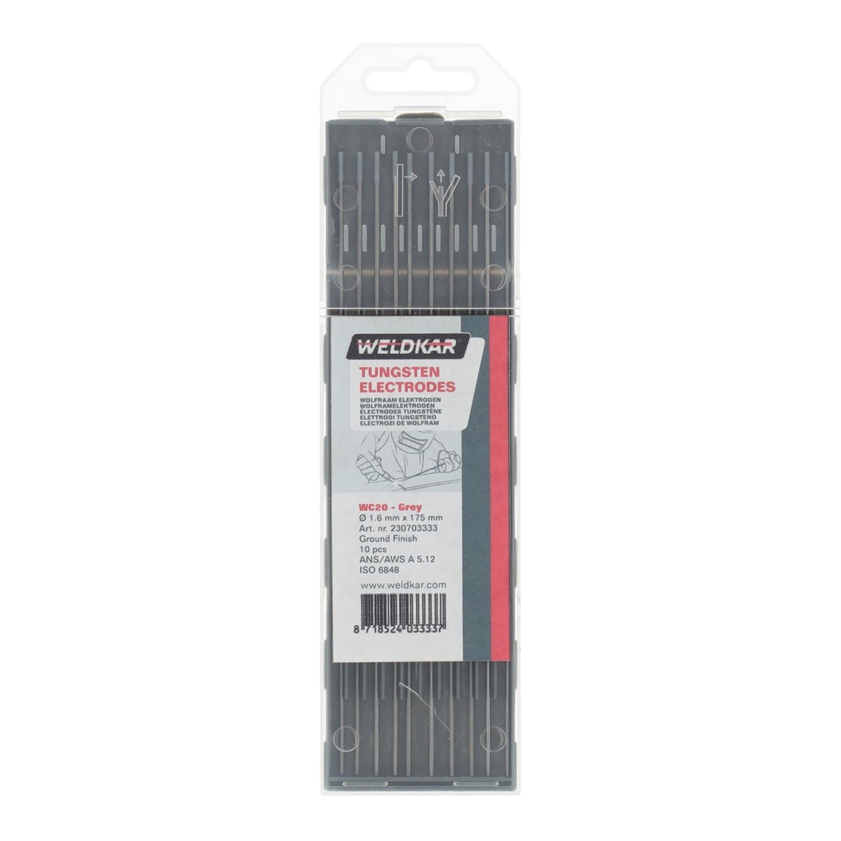 Laselectrode Wolfram WC20 1,6 10 stuks Laselectrode Wolfram WC20 1,6 10 stuks