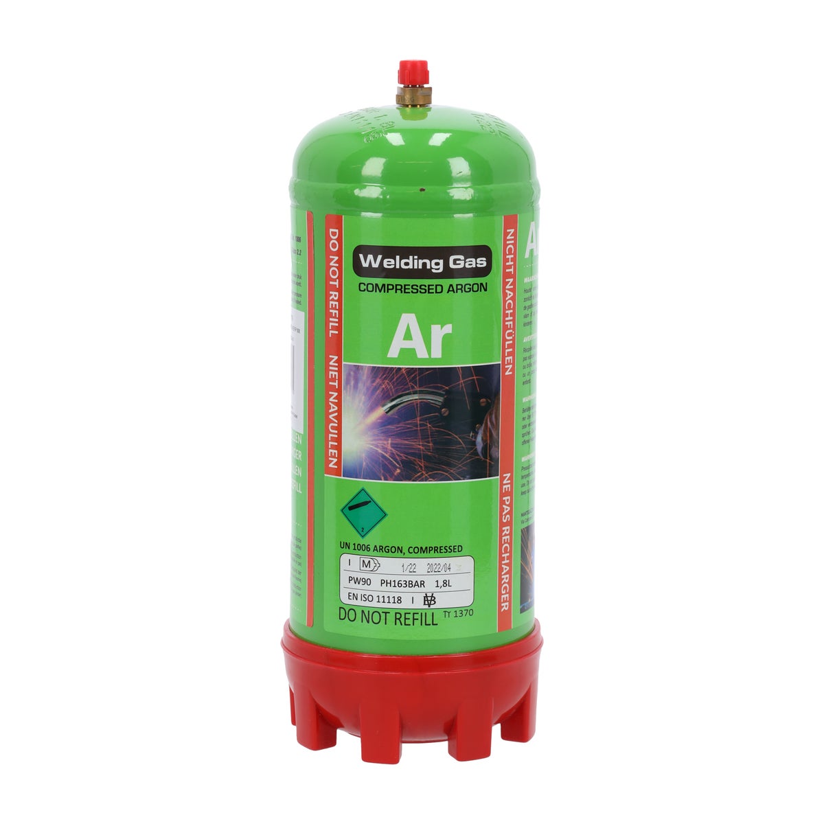 Gasfles Argon 1,8L wegwerp MX Gasfles Argon 1,8L wegwerp MX
