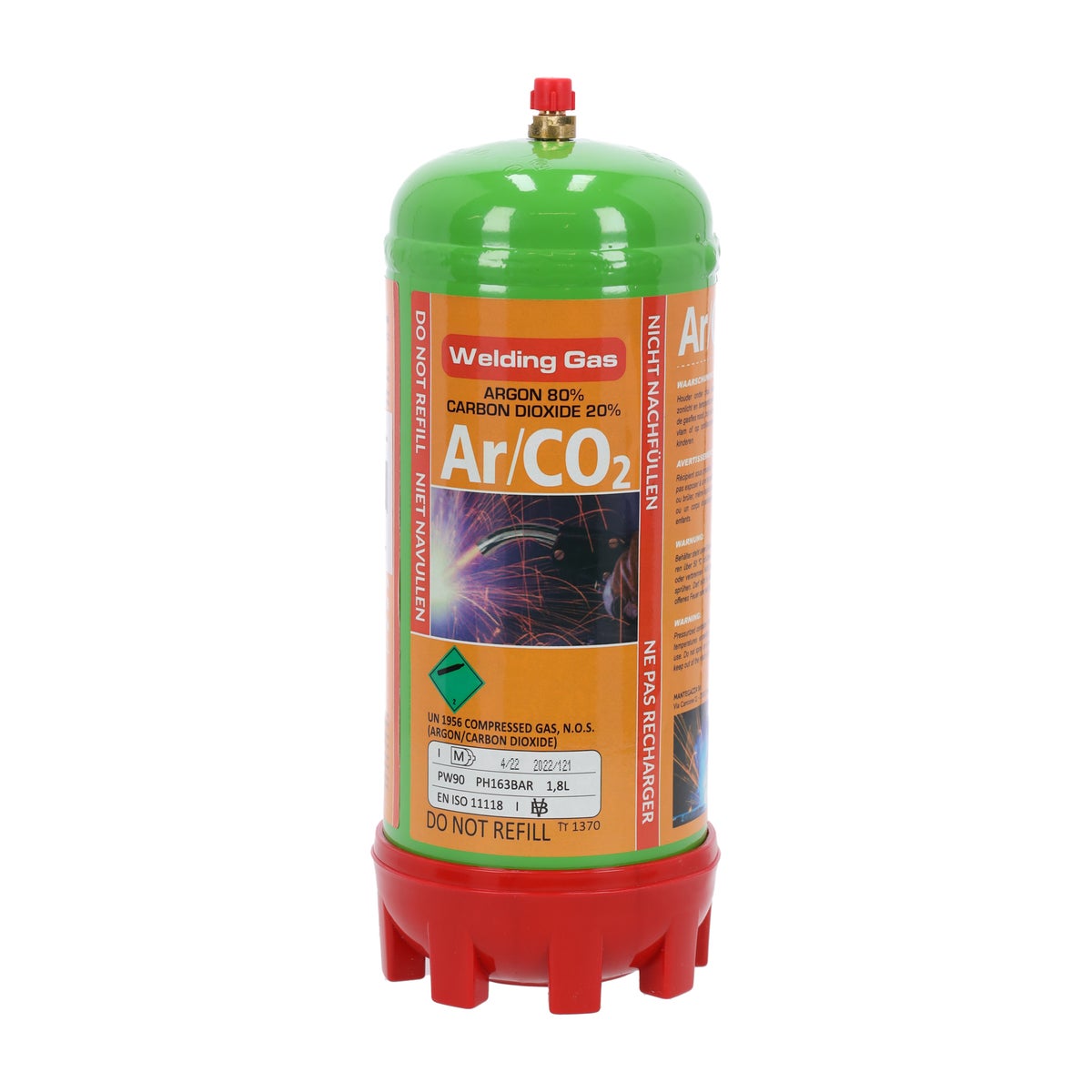 Gasfles 1,8L Argon/CO2 wegwerp MX Gasfles 1,8L Argon/CO2 wegwerp MX