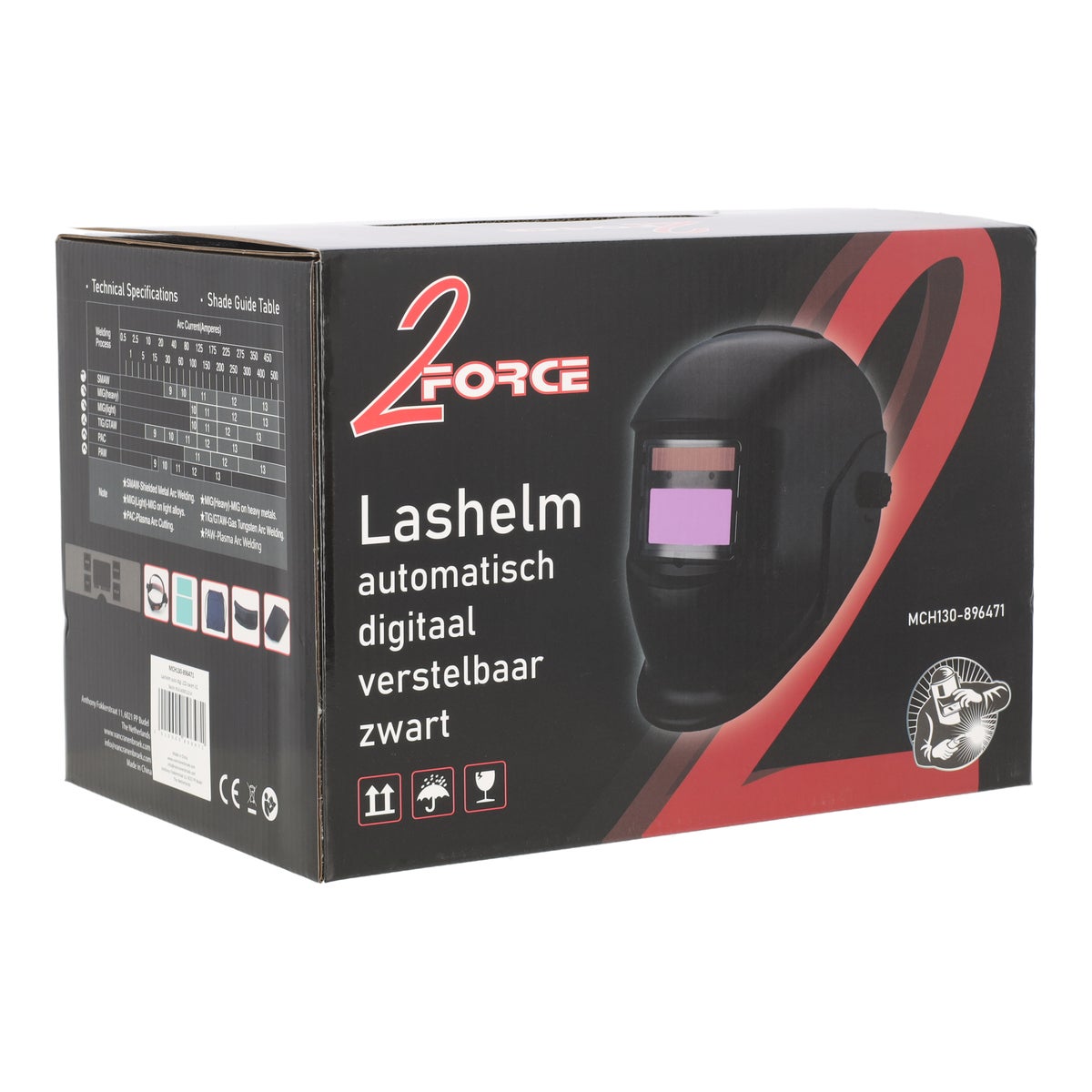 Lashelm automatisch digitaal LCD zwart V2 Lashelm automatisch digitaal LCD zwart V2