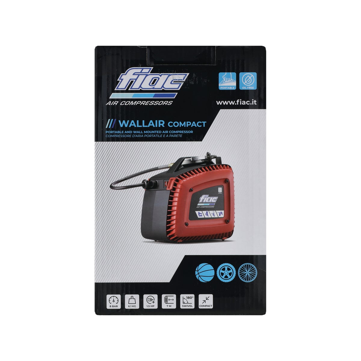 Compressor 1,5pk met slanghaspel 7m. Compressor 1,5pk met slanghaspel 7m.