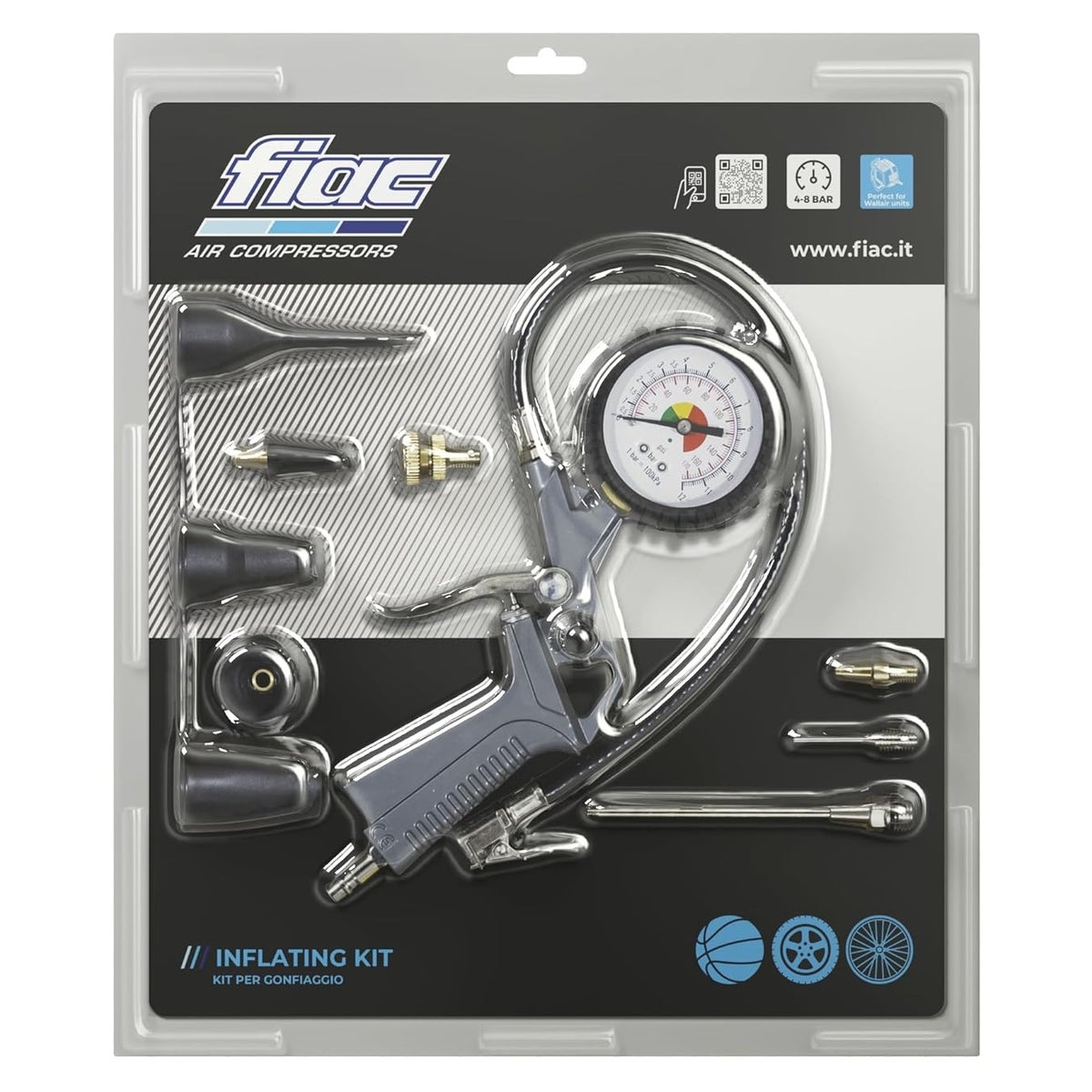 Bandenpomp met accessoires Fiac Bandenpomp met accessoires Fiac