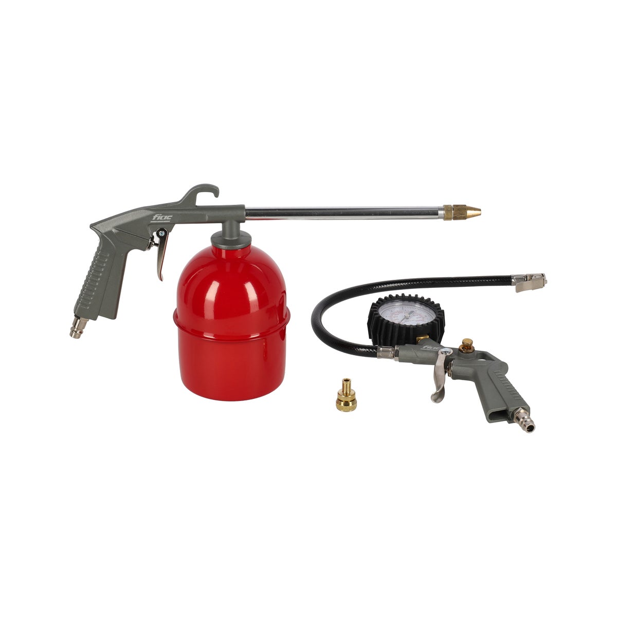 Bandenpomp met vloeistofvernevelaar Bandenpomp met vloeistofvernevelaar