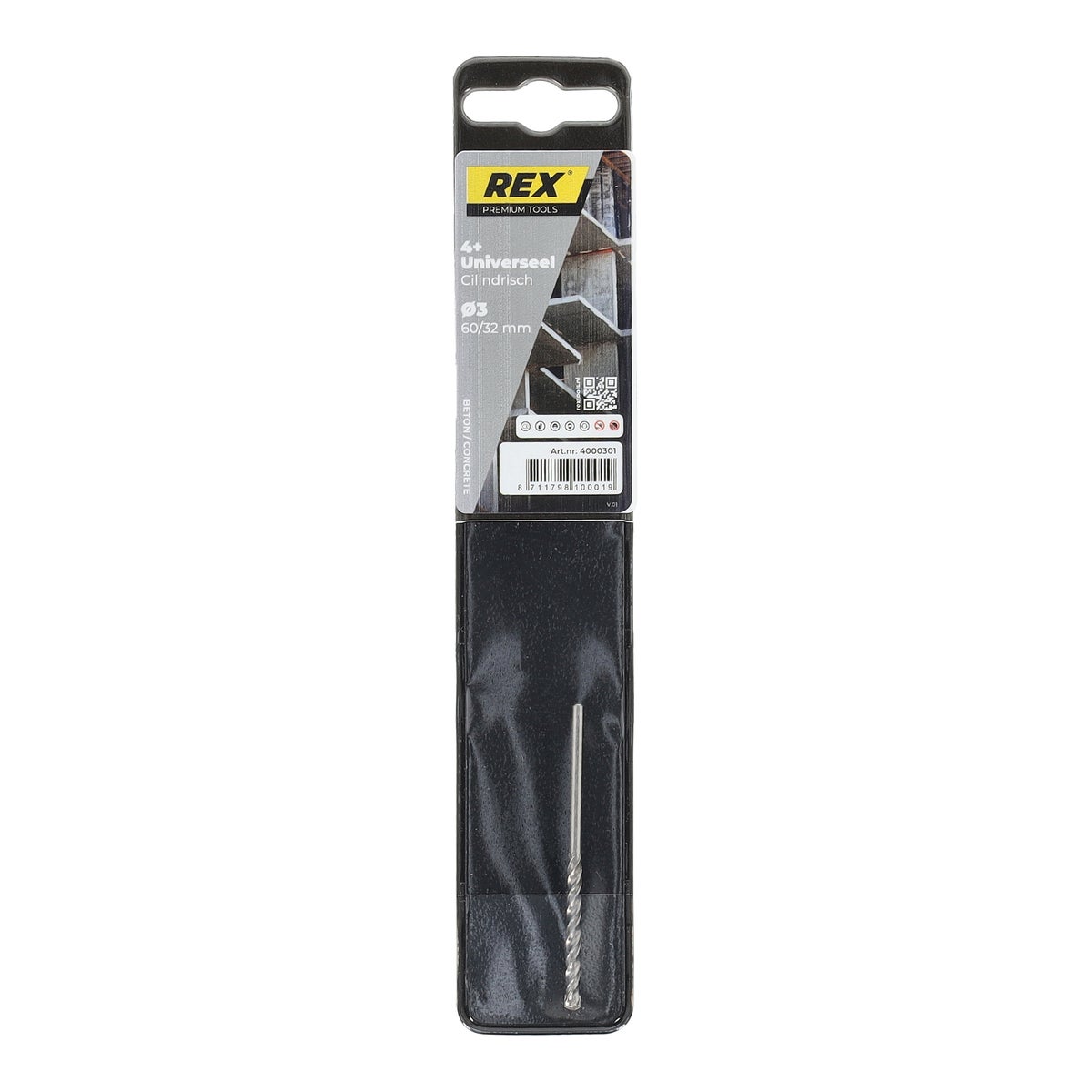 Steenboor 4-voudig universeel 3 mm Rex Steenboor 4-voudig universeel 3 mm Rex