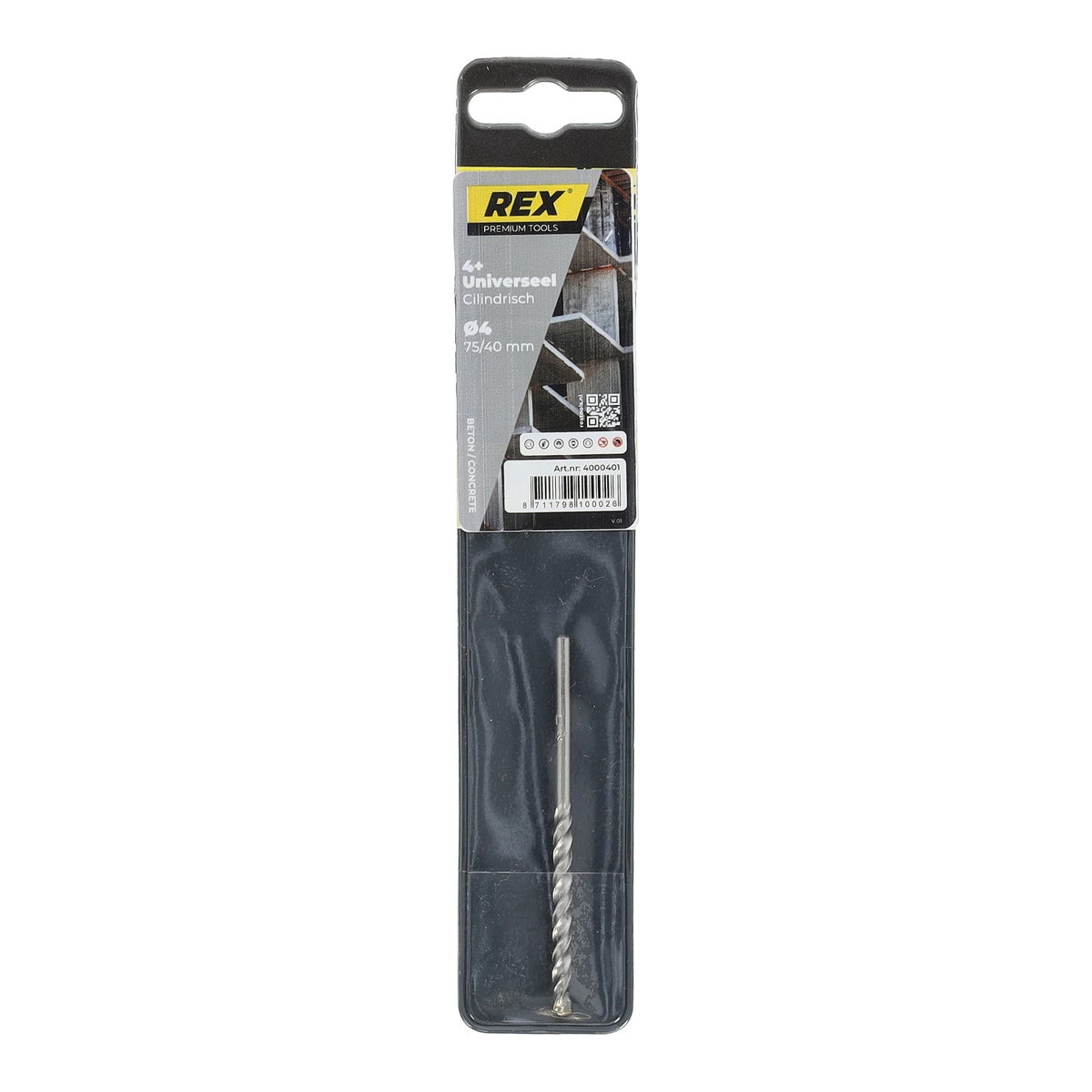 Steenboor 4-voudig universeel 4 mm Rex Steenboor 4-voudig universeel 4 mm Rex