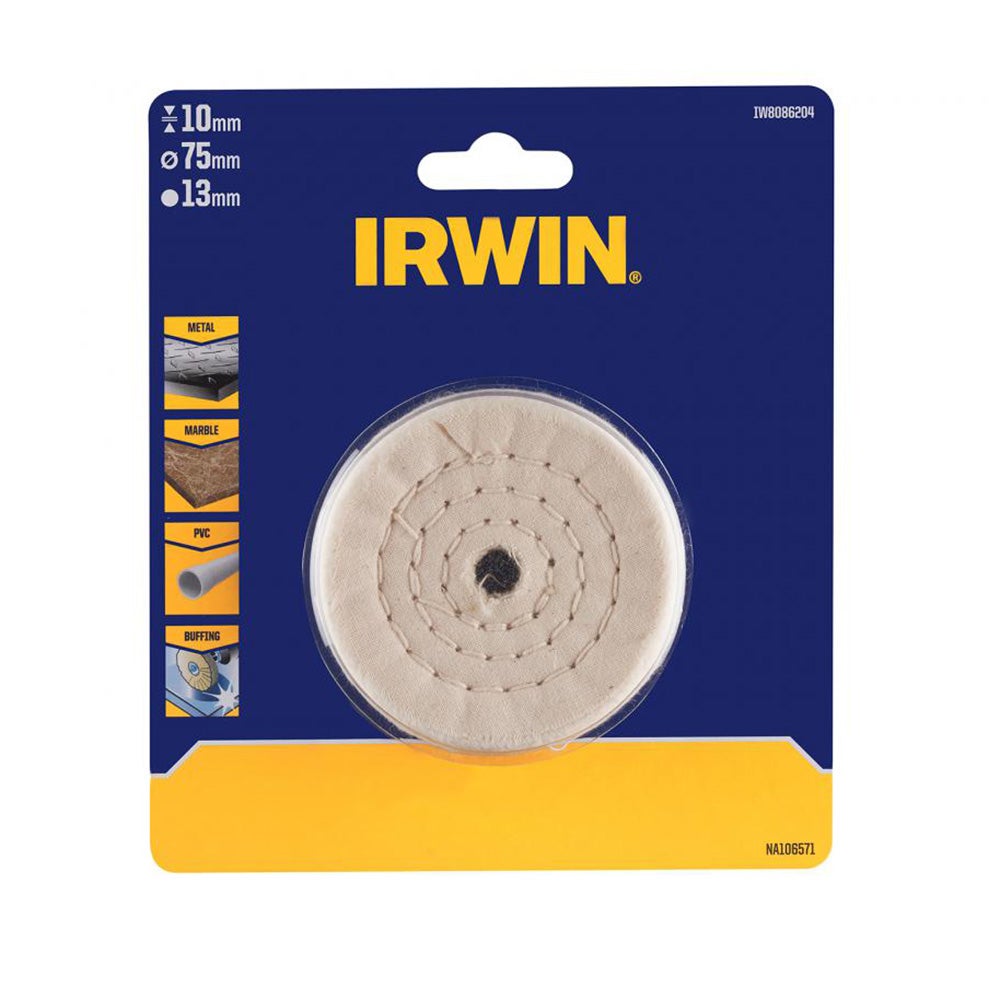 Polijstschijf katoen Ø75mm Irwin Polijstschijf katoen Ø75mm Irwin