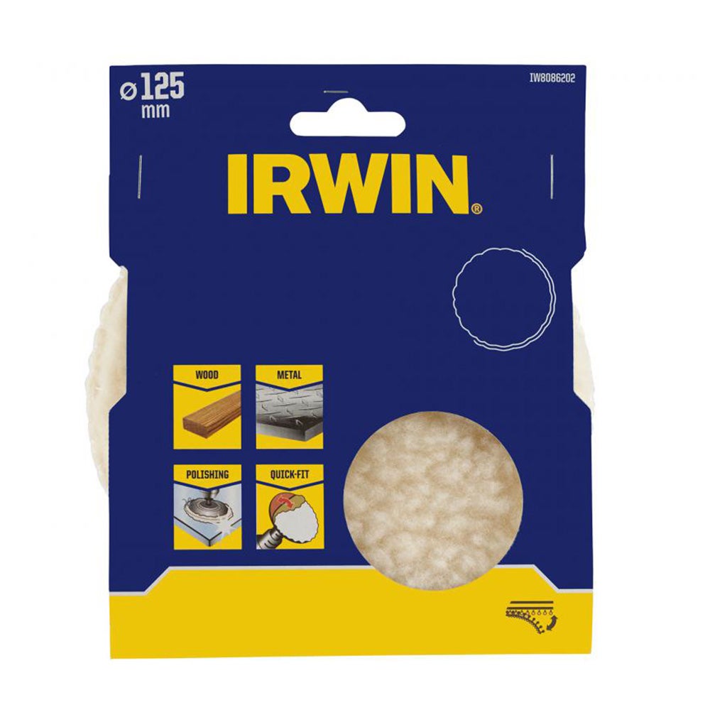 Polijstschijf lamsvacht klittenband Ø125mm Irwin Polijstschijf lamsvacht klittenband Ø125mm Irwin