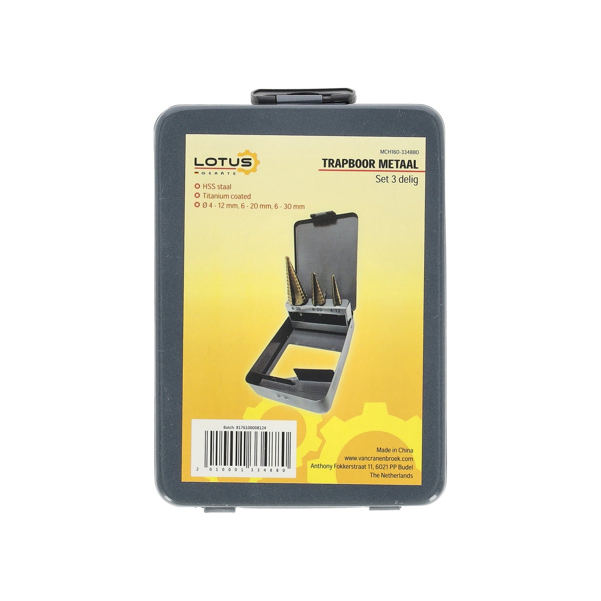 Trapboor set 3-delig metaal 4-30 mm Lotus Trapboor set 3-delig metaal 4-30 mm Lotus