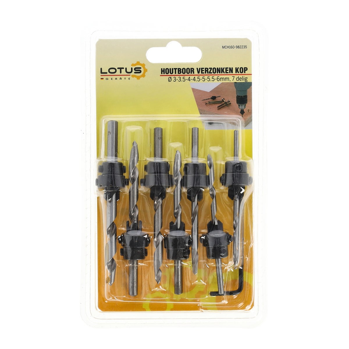 Houtboor verzonken kop 7-delig Lotus Houtboor verzonken kop 7-delig Lotus