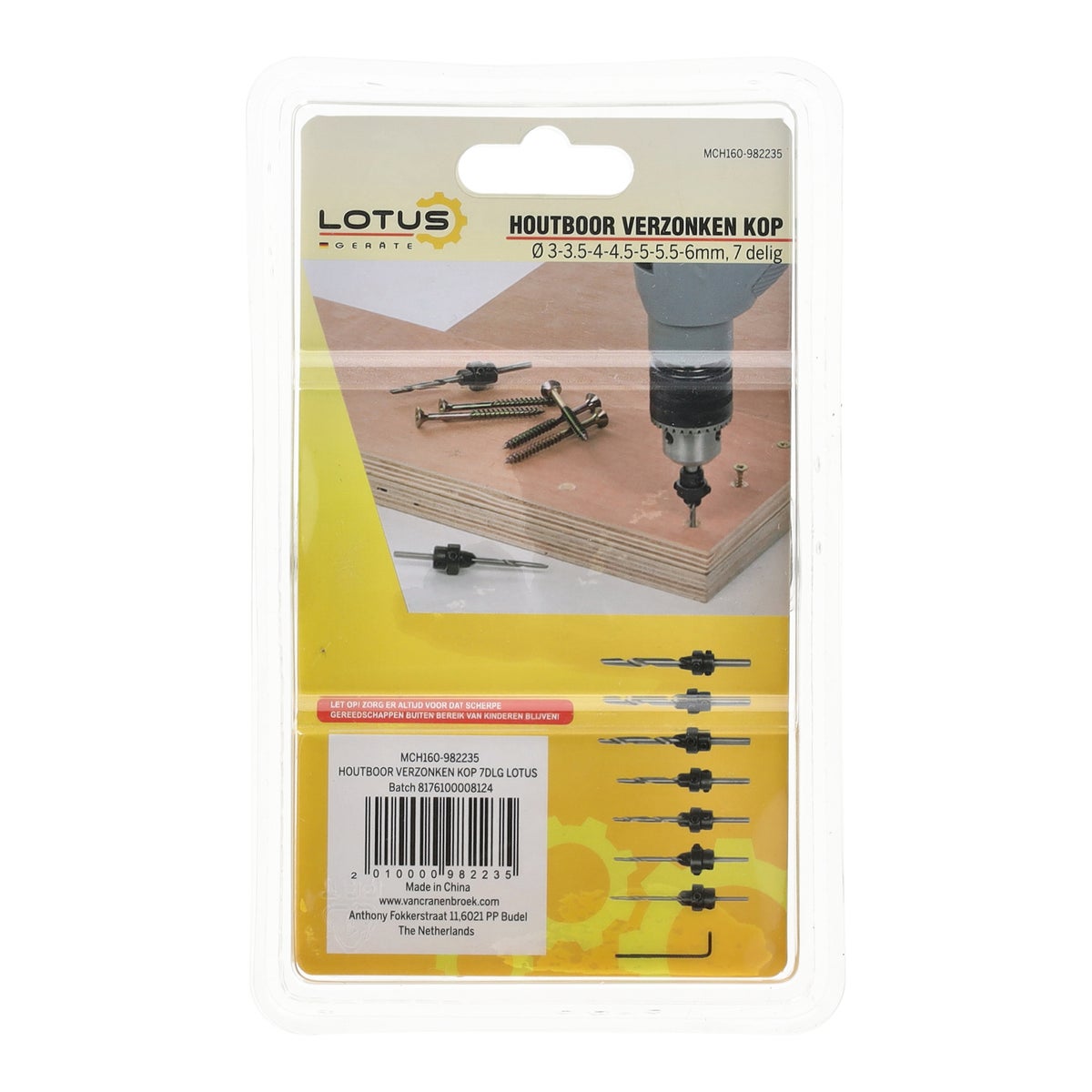 Houtboor verzonken kop 7-delig Lotus Houtboor verzonken kop 7-delig Lotus