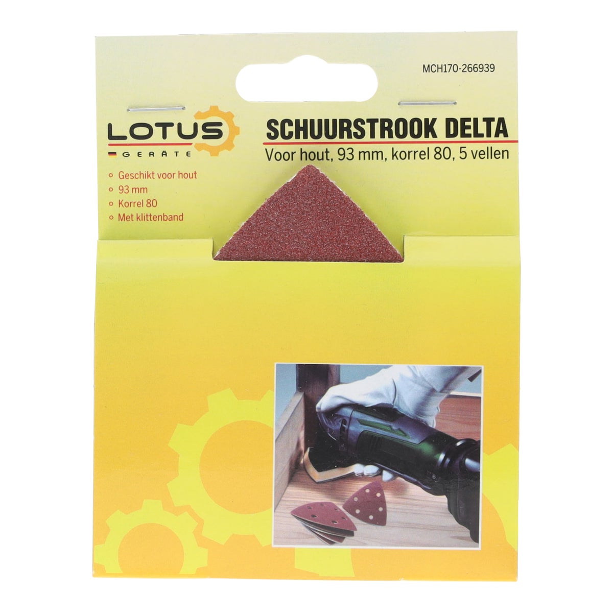 Schuurstrook delta hout 93 mm K80 5 stuks Schuurstrook delta hout 93 mm K80 5 stuks