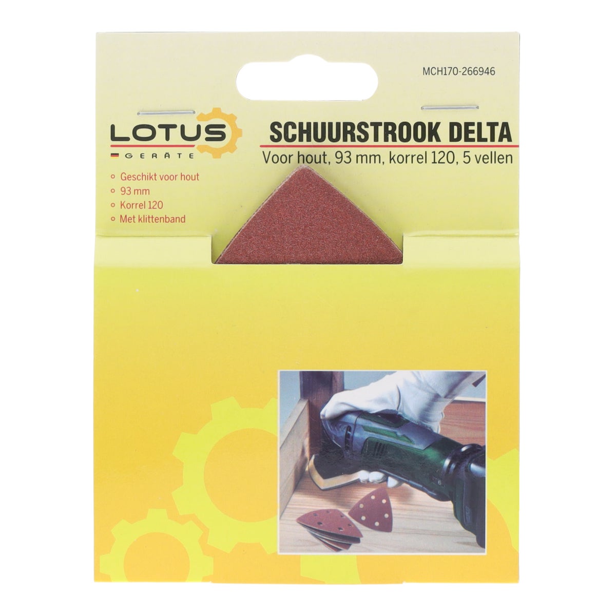 Schuurstrook delta hout 93 mm K120 5 stuks Schuurstrook delta hout 93 mm K120 5 stuks