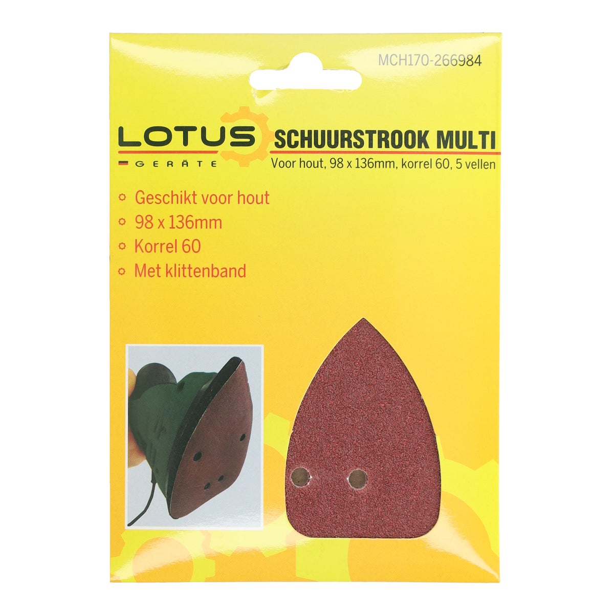 Schuurstrook multi hout 98 x 136 K60 5 stuks Schuurstrook multi hout 98 x 136 K60 5 stuks