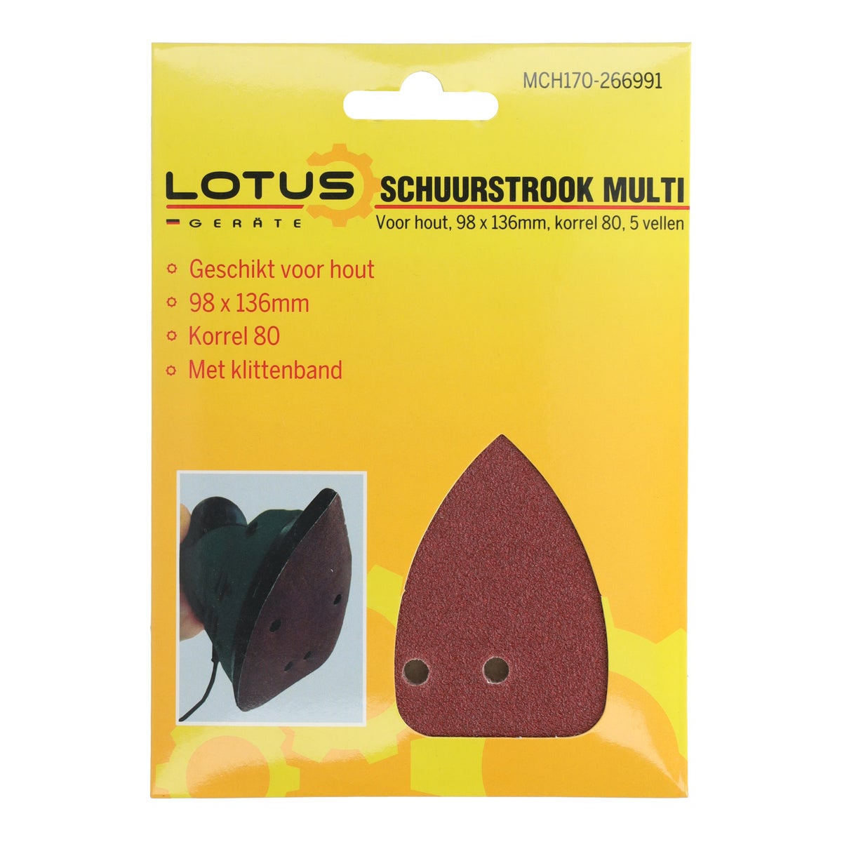 Schuurstrook multi hout 98 x 136 mm K80 5 stuks Schuurstrook multi hout 98 x 136 mm K80 5 stuks