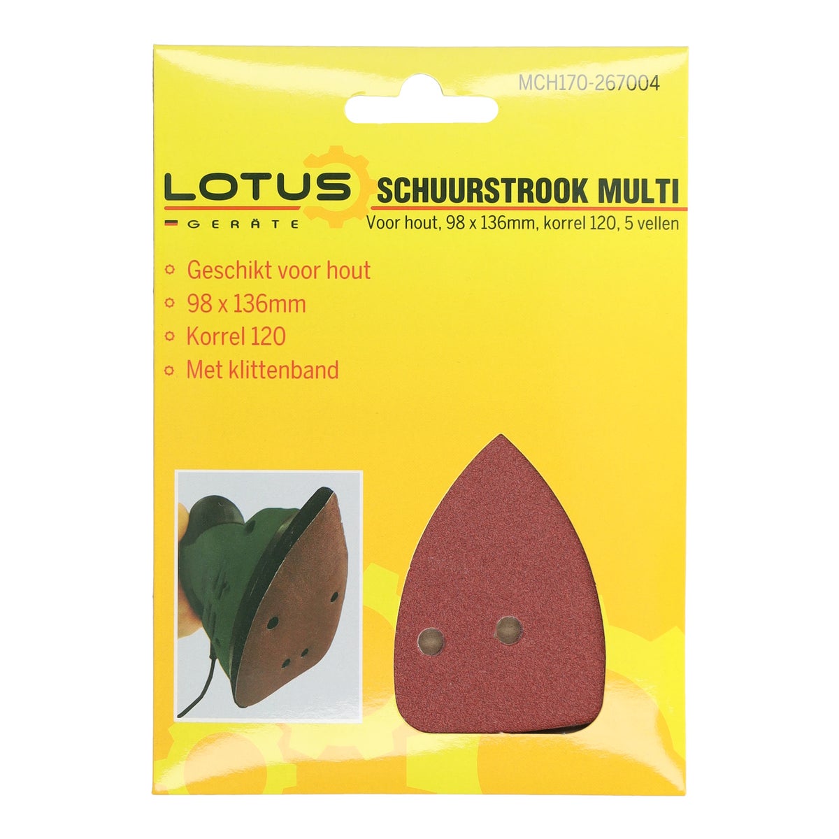 Schuurstrook multi hout 98 x 136 K120 5 stuks Schuurstrook multi hout 98 x 136 K120 5 stuks