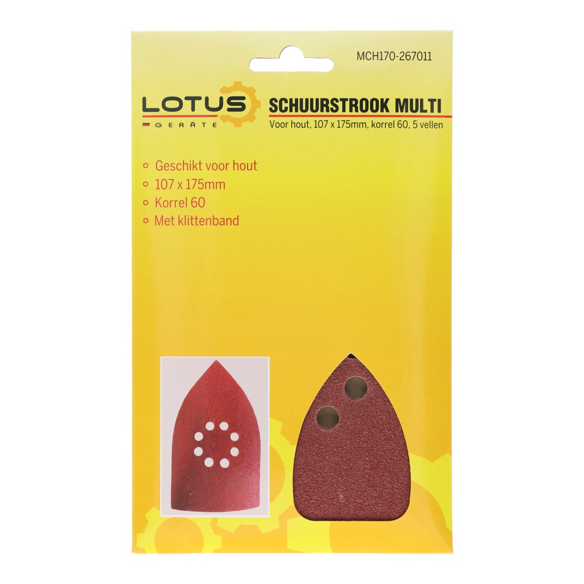 Schuurstrook multi hout 107 x 175 mm K60 5 stuks Schuurstrook multi hout 107 x 175 mm K60 5 stuks
