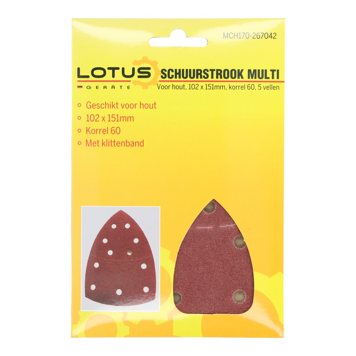 Schuurstrook multi hout 102 x 151 mm K60 5 stuks Schuurstrook multi hout 102 x 151 mm K60 5 stuks