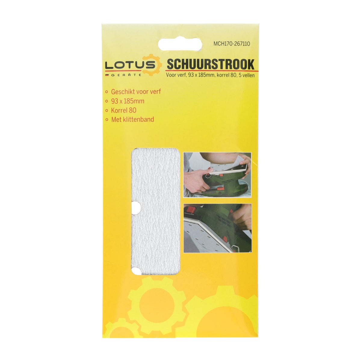 Schuurstrook recht verf 93 x 185 mm K80 Schuurstrook recht verf 93 x 185 mm K80