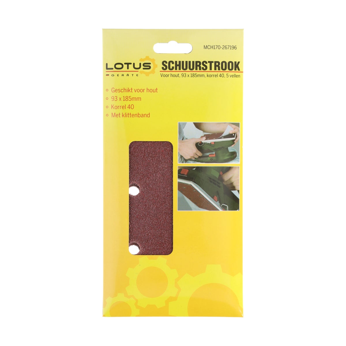 Schuurstrook recht hout 93 x 185 mm K40 Schuurstrook recht hout 93 x 185 mm K40